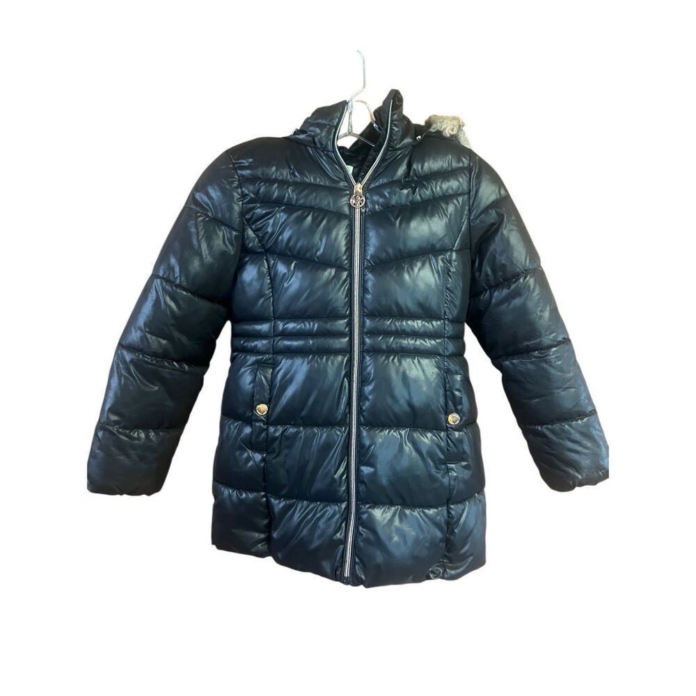Michael Kors Girls Puffer  Hooded Jacket Sz 7-8 Black